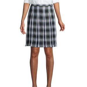 Lands’ End White Plaid Uniform Skirt